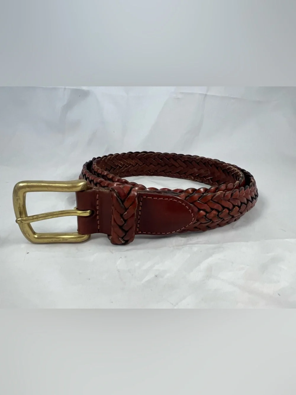 Vintage Coach Women's Braided Belt British Tan Leather Brass Buckle 32” 80 cm